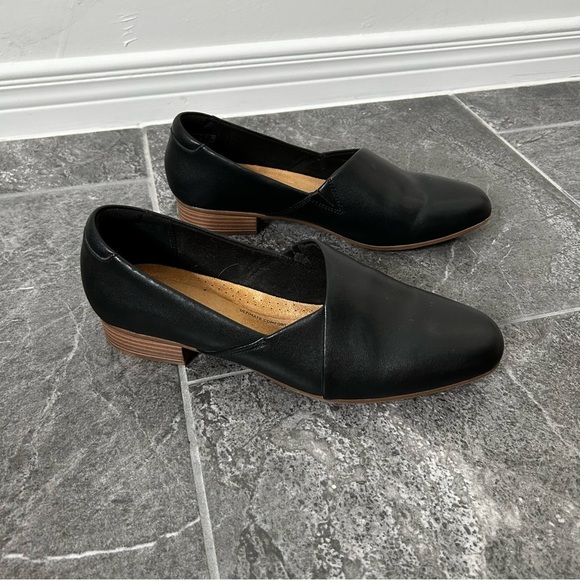 Clarks Juliet Palm Loafer Black Slip On Stacked Heel Size 11 Leather Loafer Fall - Picture 3 of 13